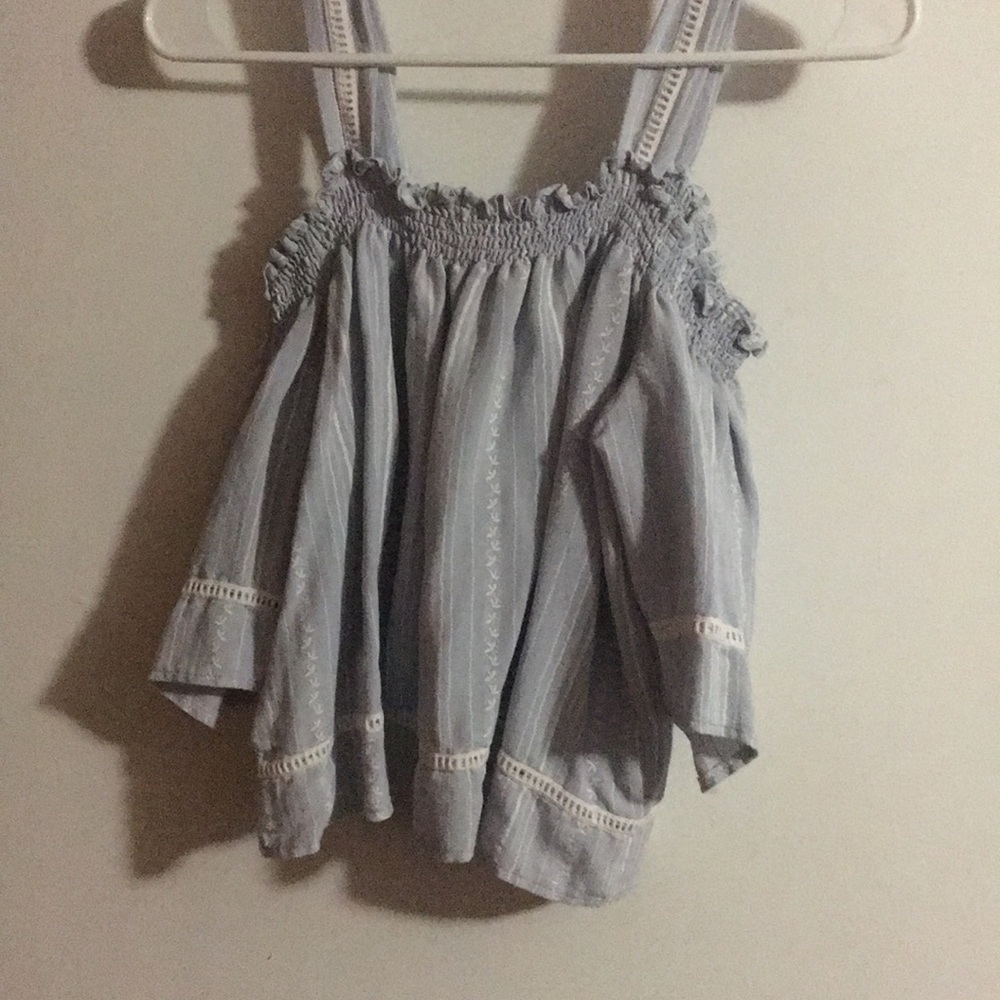 Blue and white crop top